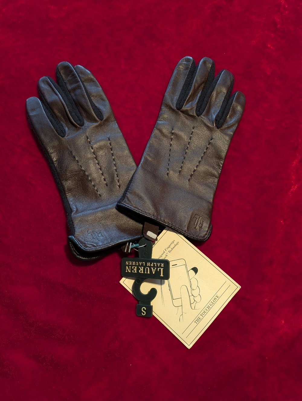 Lauren Ralph Lauren Women's  Black Leather Gloves